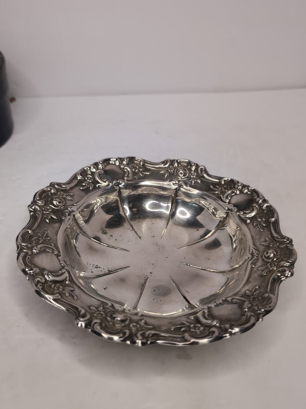 Towle EP Silver Plated Ornate Bowl 7.5 Inch Floral Candy Nut Dish Model 4022